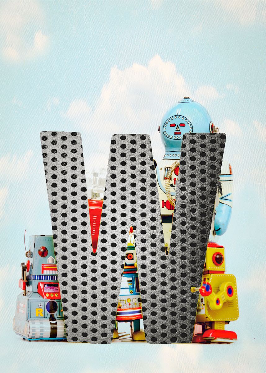 'Big Letter W robot ' Poster, picture, metal print, paint by Charles ...