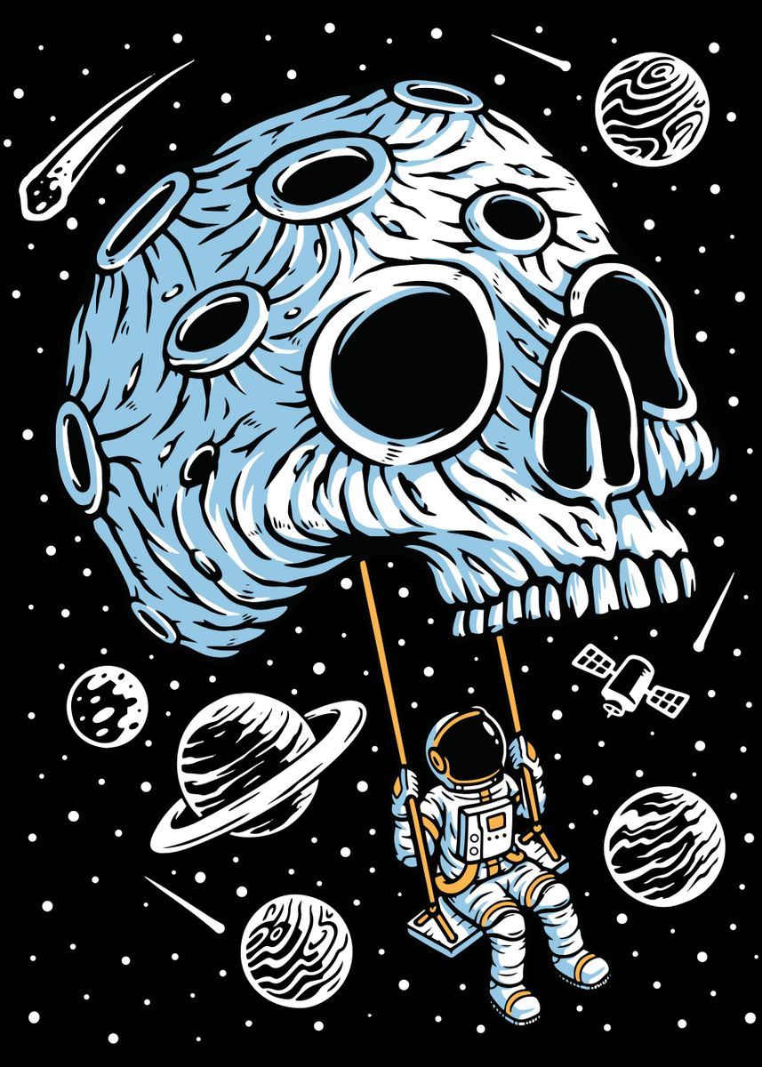 Astronaut Skull Drawings