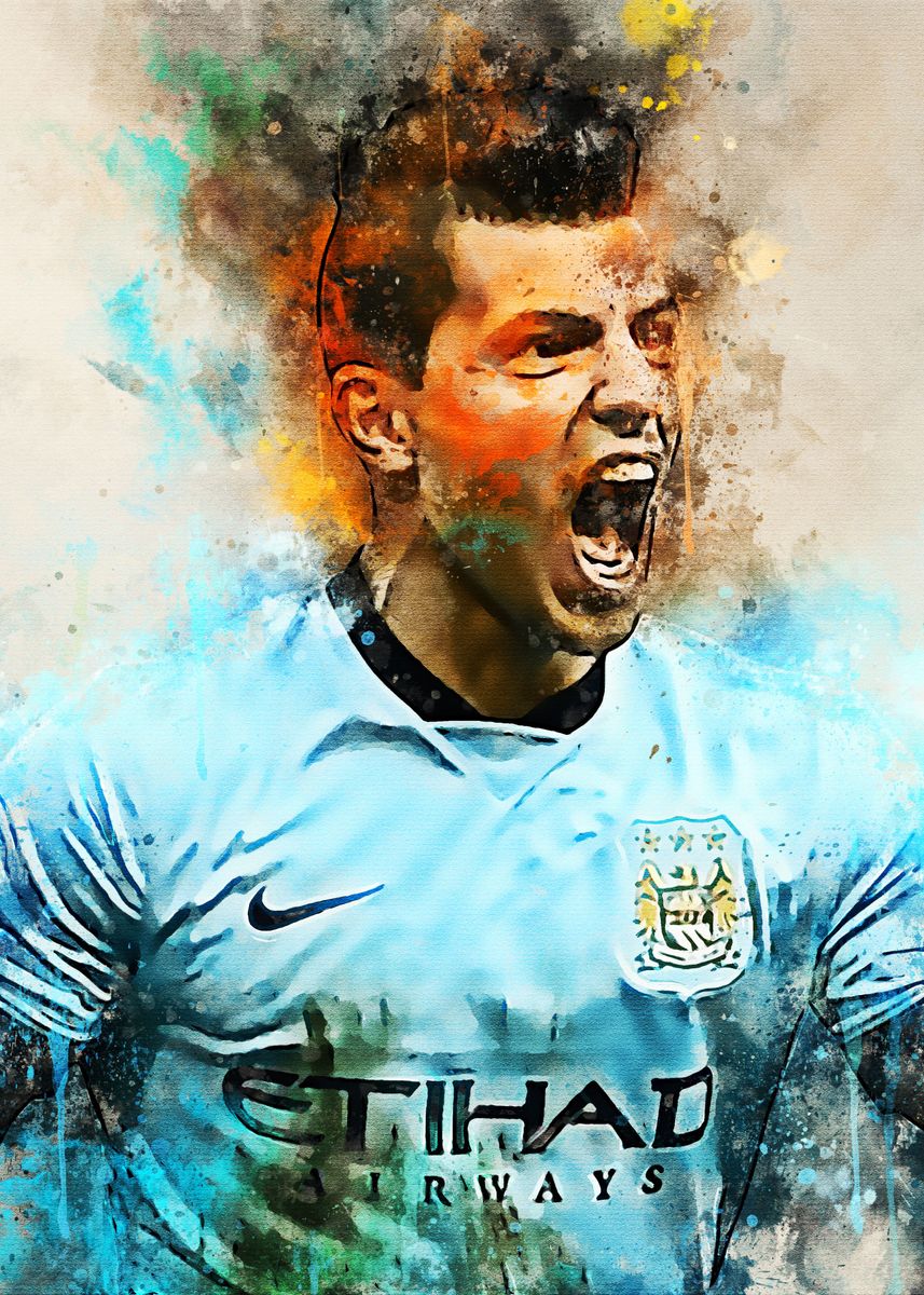 'Sergio Kun Aguero' Poster, picture, metal print, paint by Hipolito ...