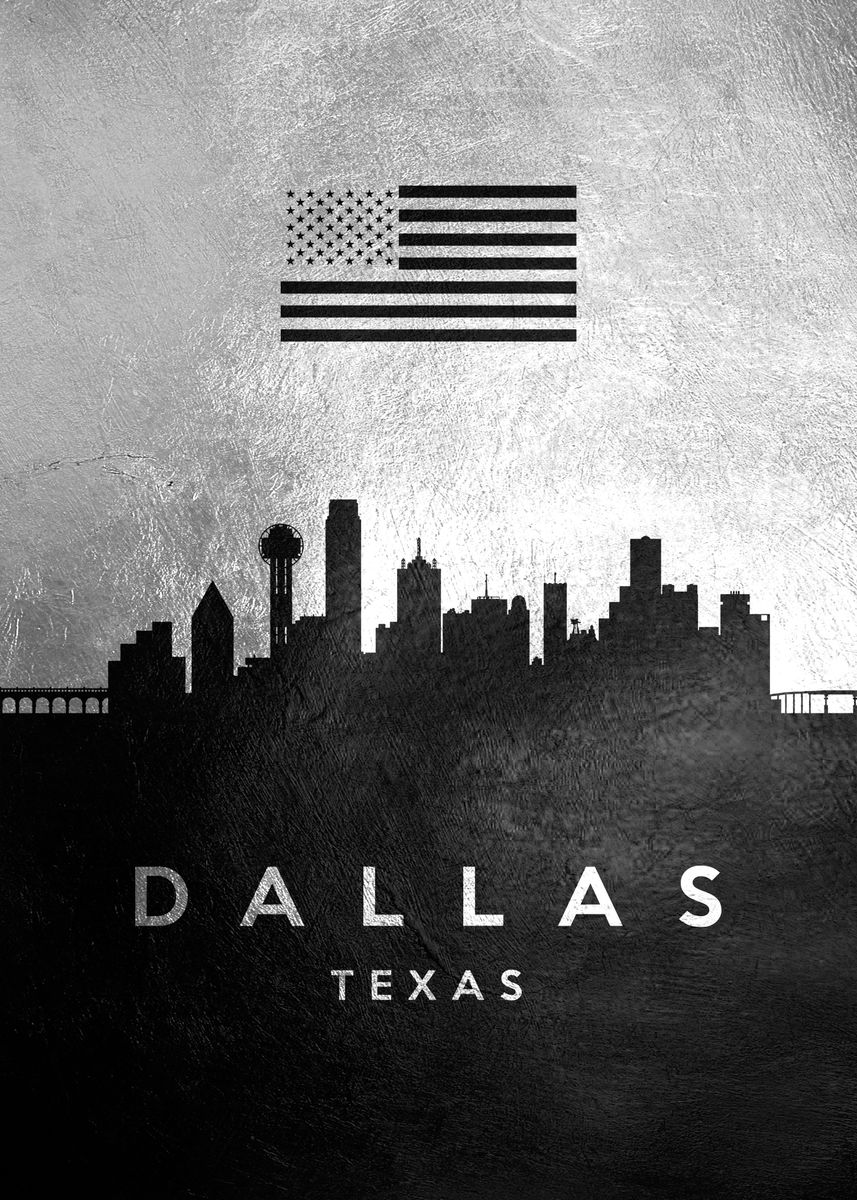 'Dallas Texas Skyline' Poster, picture, metal print, paint by ...