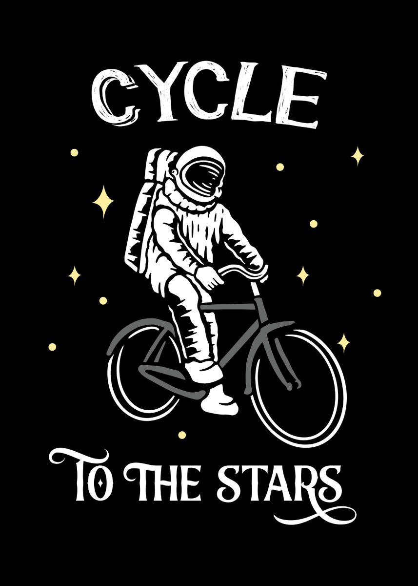 'Astronaut Cyclist Bike' Poster, picture, metal print, paint by Foxxy ...