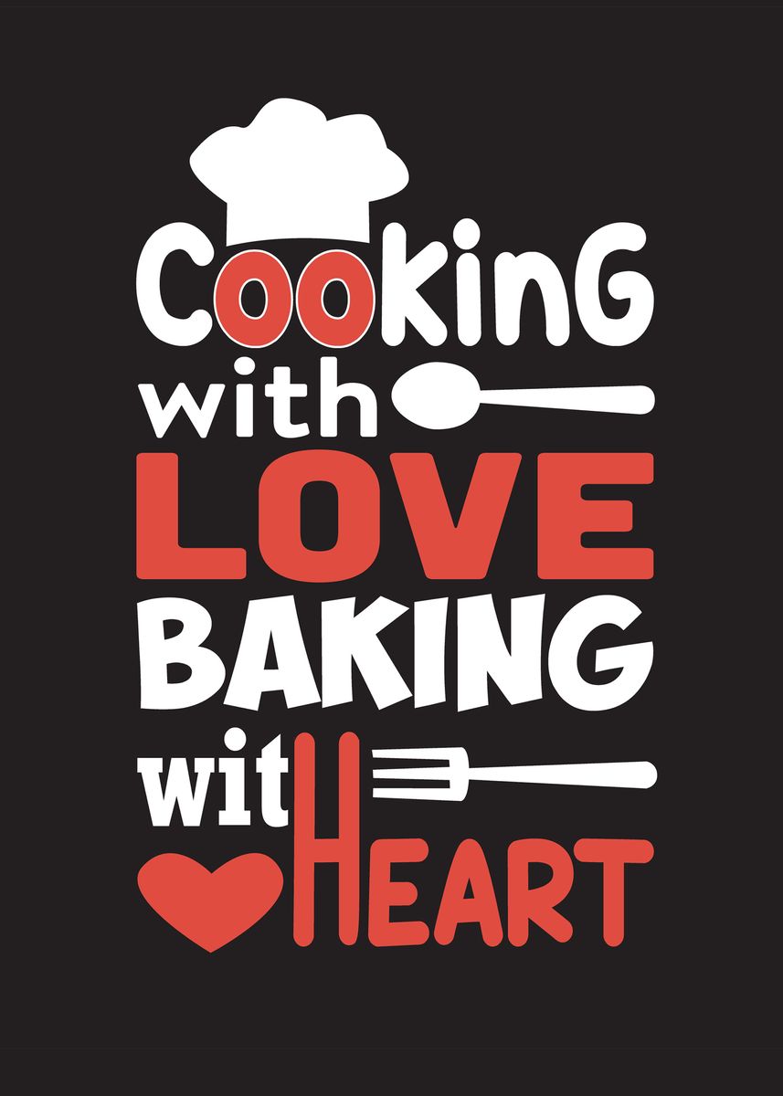 'Heart Cooking' Poster, picture, metal print, paint by Beone Digital ...