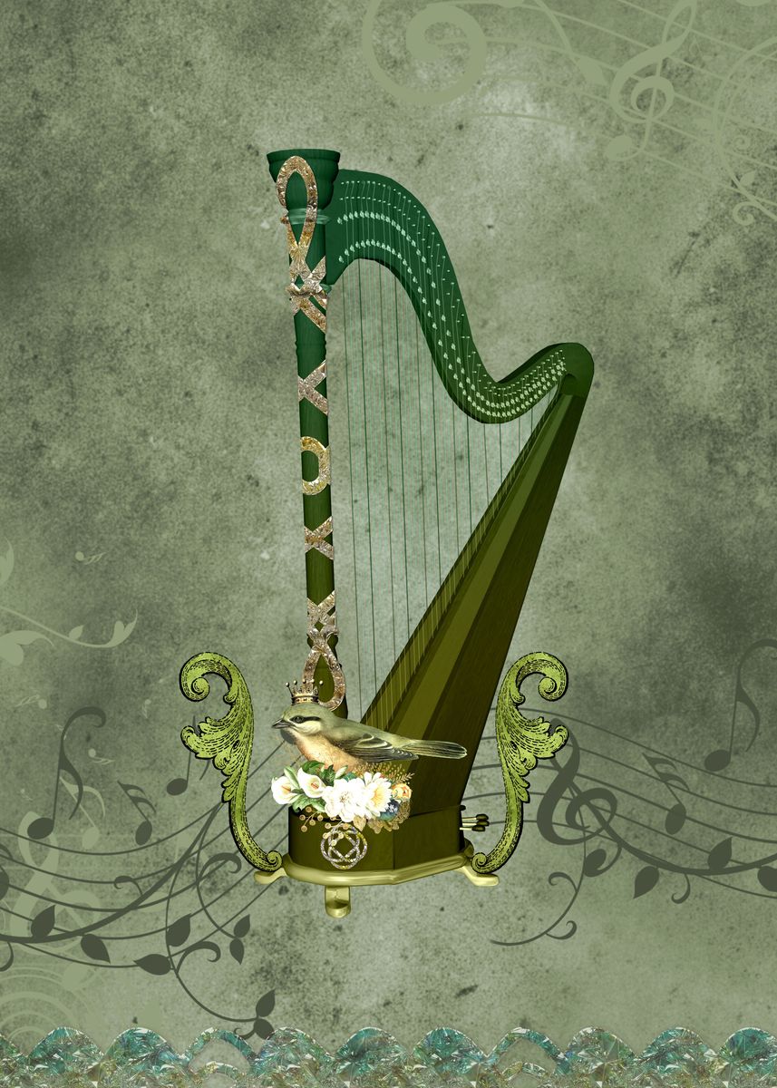 'Celtic harp ' Poster by Heike Köhnen | Displate