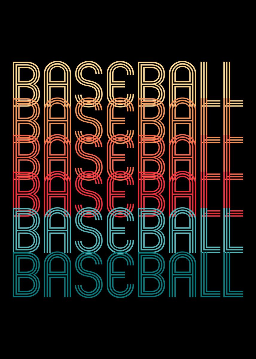 'Baseball Text Retro' Poster, picture, metal print, paint by Cooldruck ...