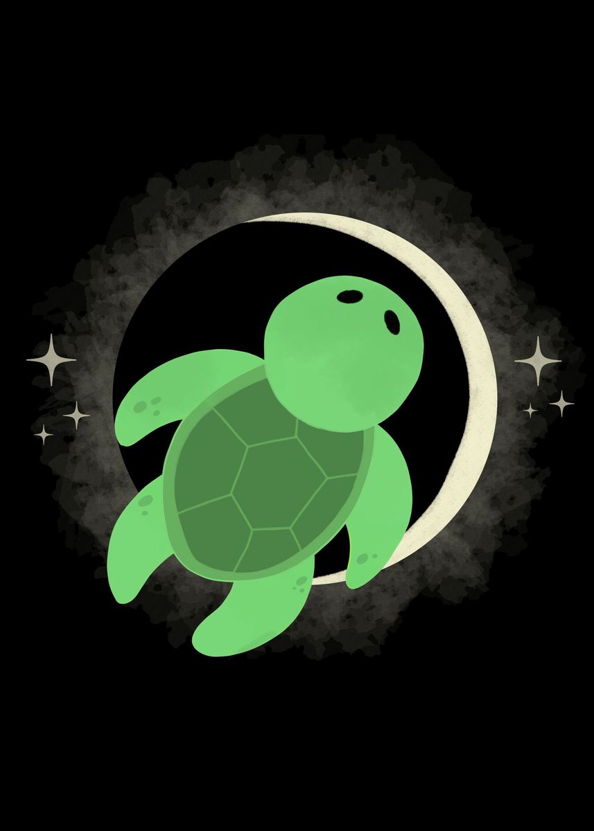 'Green Sea Turtle Eclipse' Poster, picture, metal print, paint by ...