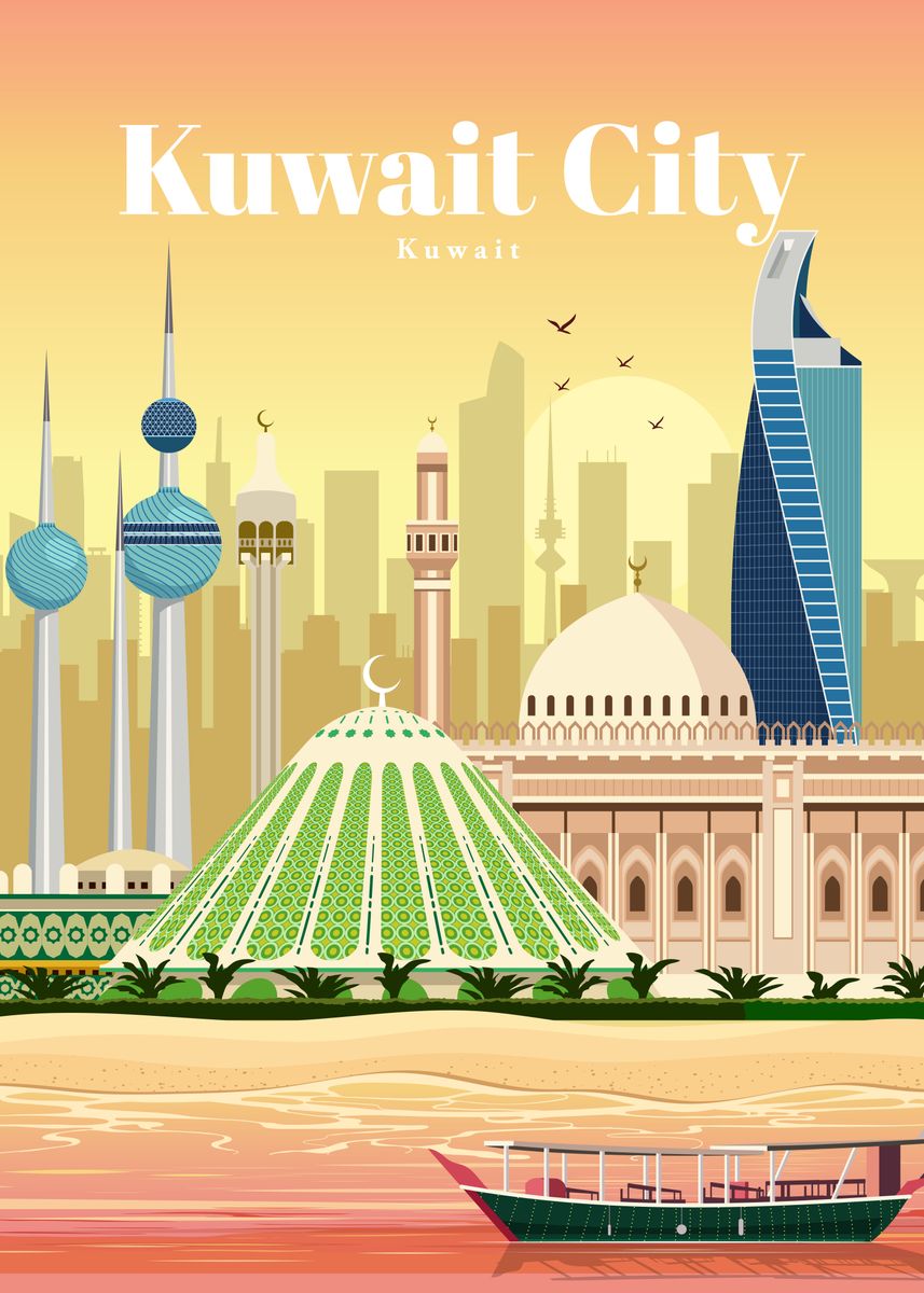 'Travel to Kuwait City' Poster, picture, metal print, paint by Studio