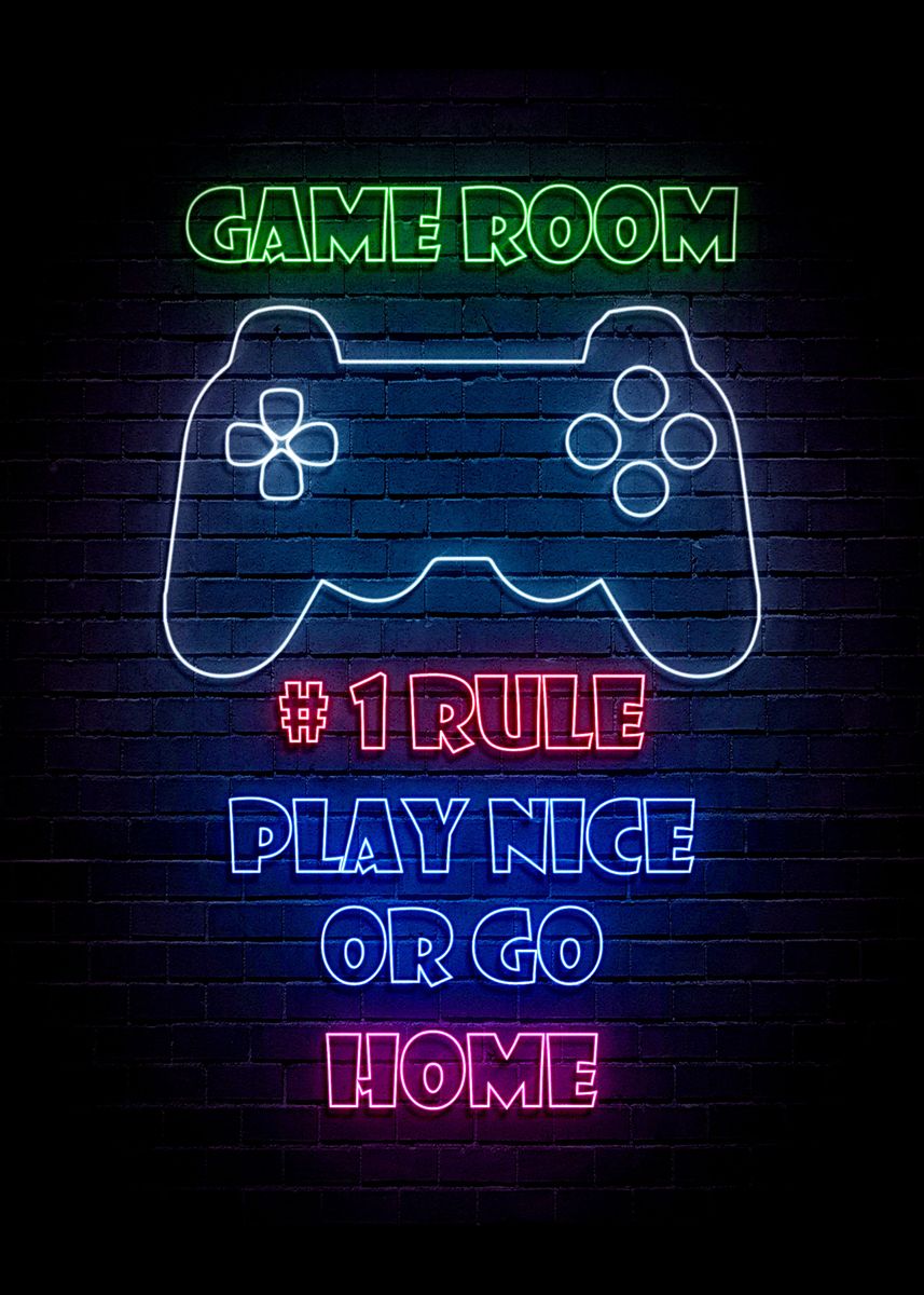 'GAME ROOM RULE' Poster by Black Iris | Displate