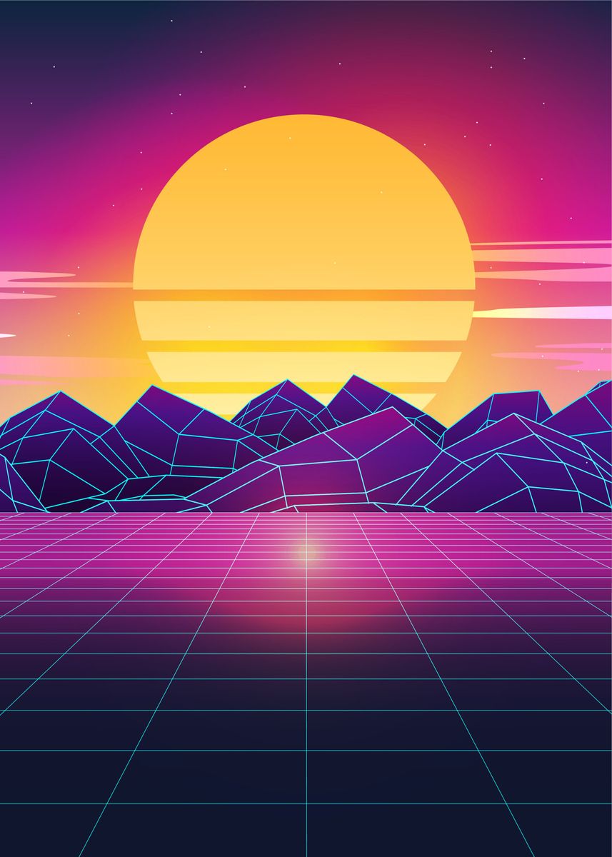 'Flashback Sunset Retrowave' Poster by EDM Project | Displate