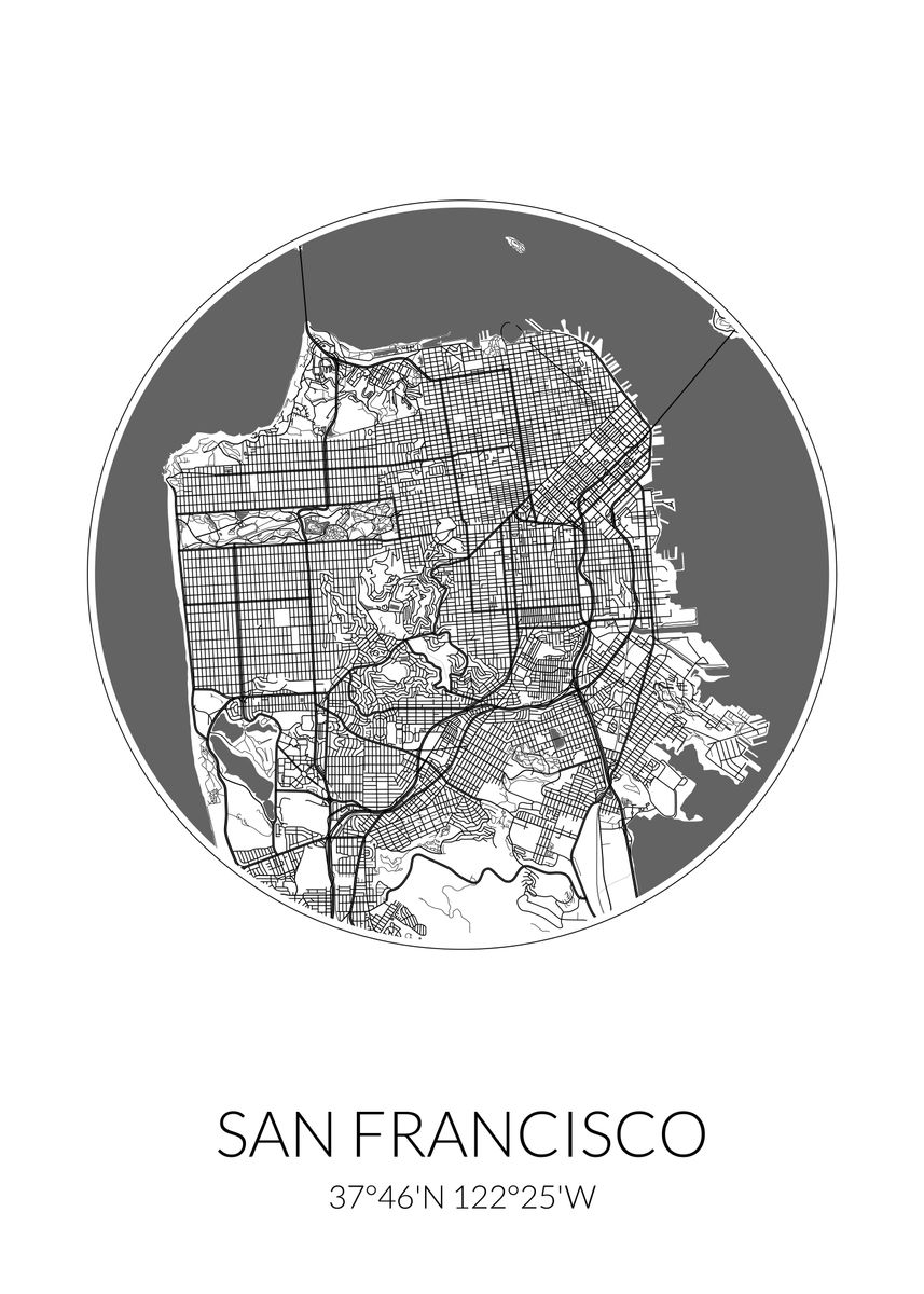 'San Francisco Map White' Poster by dkDesign | Displate
