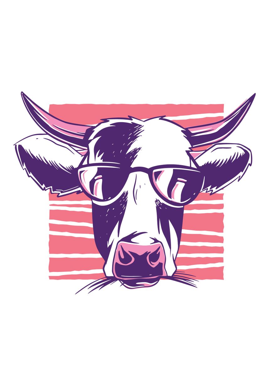 'Funny Cow wearing Glasses' Poster by Philip Anders | Displate