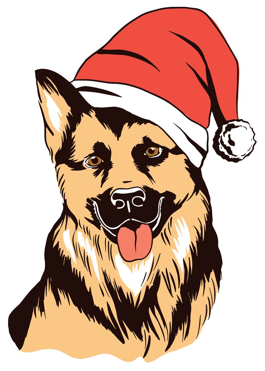 christmas german shepherd clipart