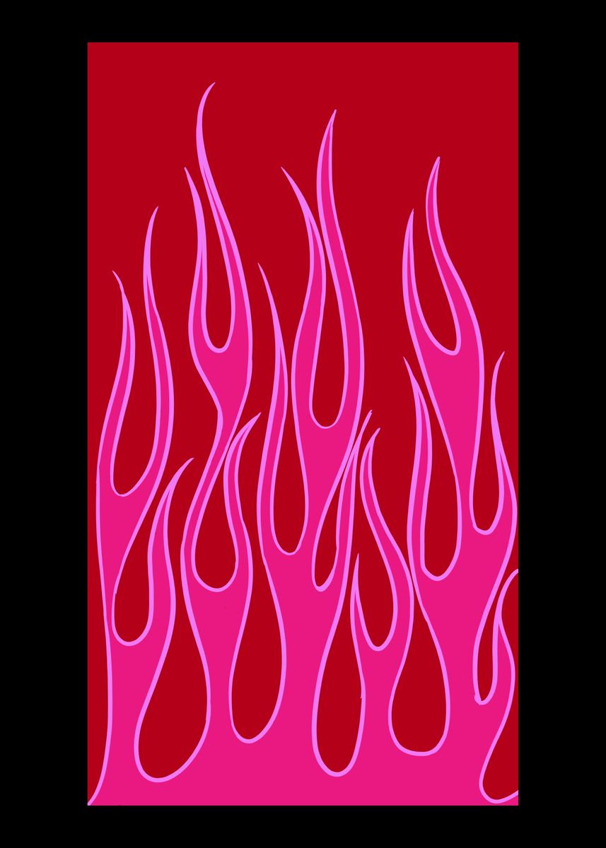 'Pink Flames Vintage Fan Gi' Poster, picture, metal print, paint by ...