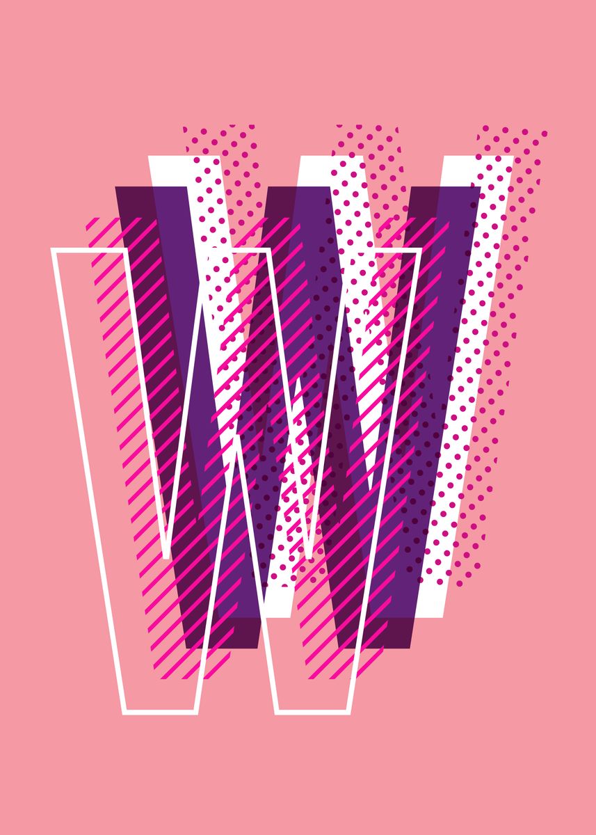 'Pink W' Poster, picture, metal print, paint by Emileo Estevez | Displate