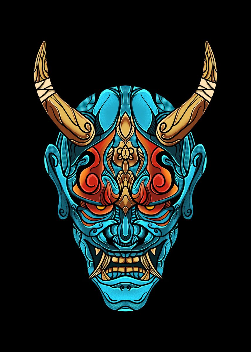 'Blue Hanya Mask' Poster by Hiro Labs | Displate