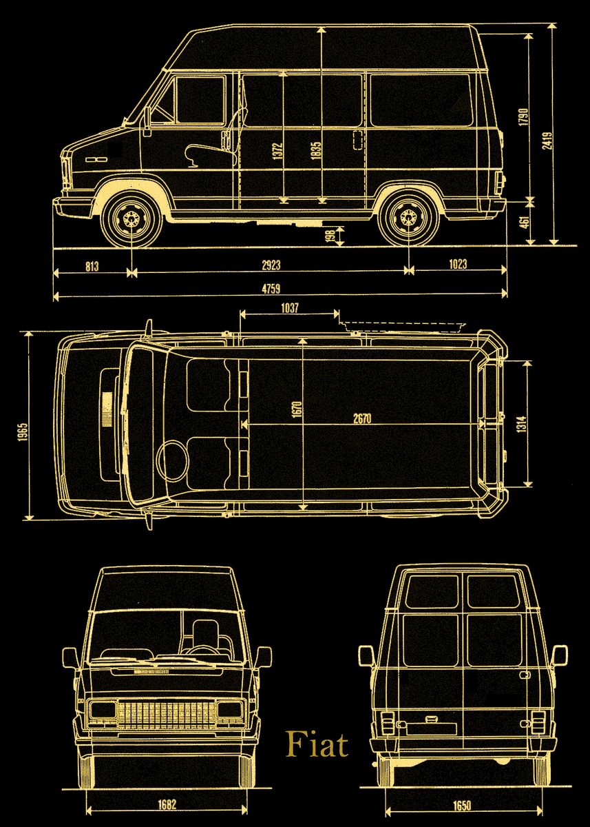 'Fiat Ducato 1982 gold' Poster, picture, metal print, paint by B & W ...