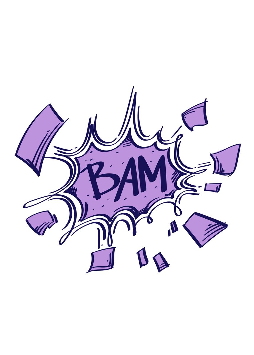 'Purple BAM Sound Effect' Poster, picture, metal print, paint by