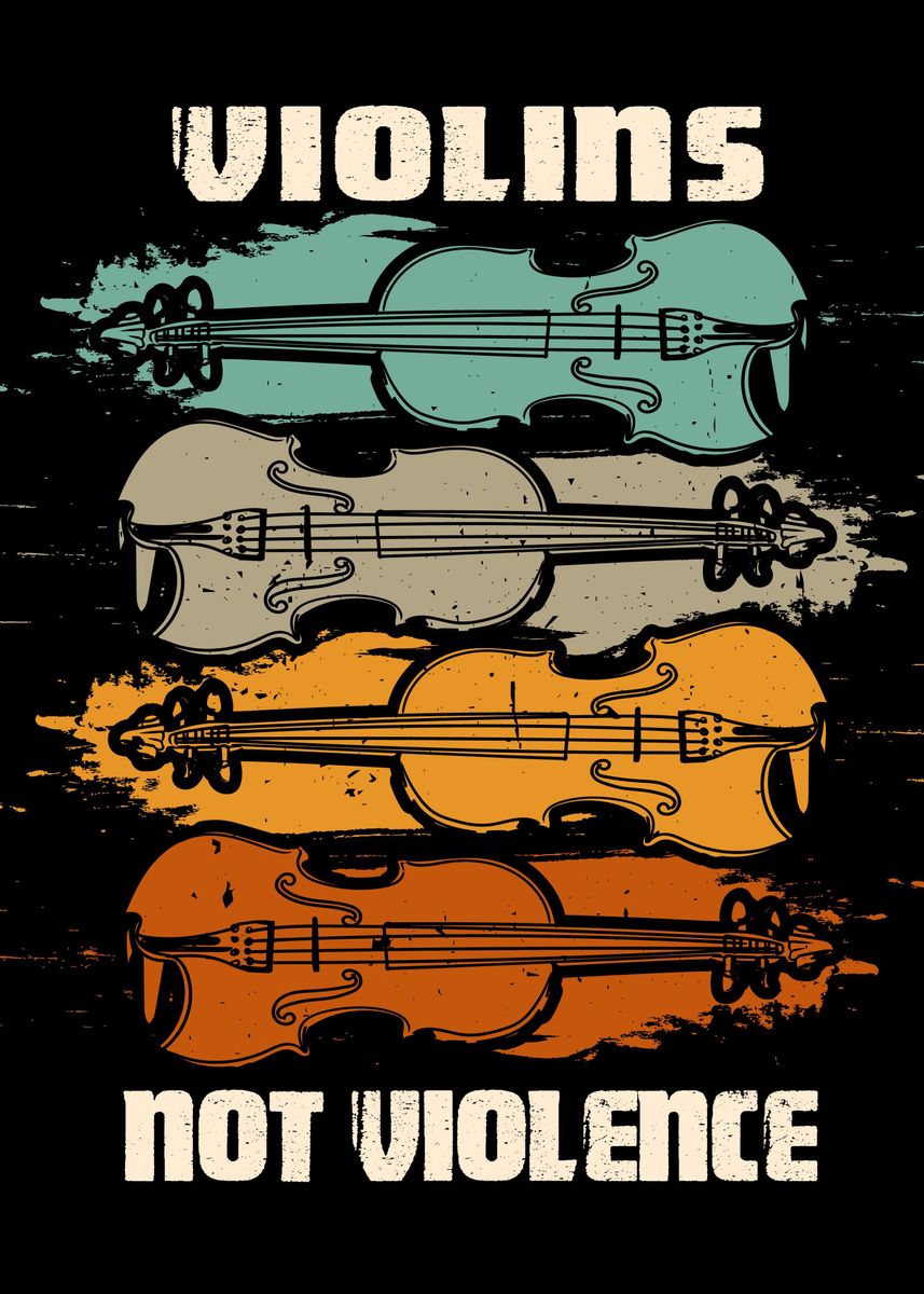 'Violins not violence' Poster, picture, metal print, paint by MzumO