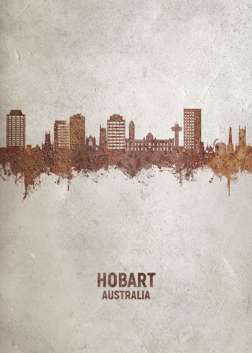 'Hobart Skyline Australia' Poster, picture, metal print, paint by