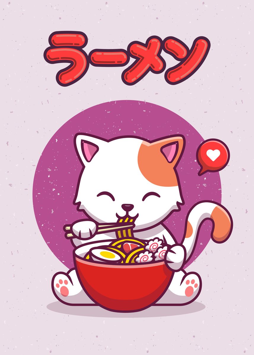 'Kawaii Ramen Cat' Poster by Kunyah | Displate