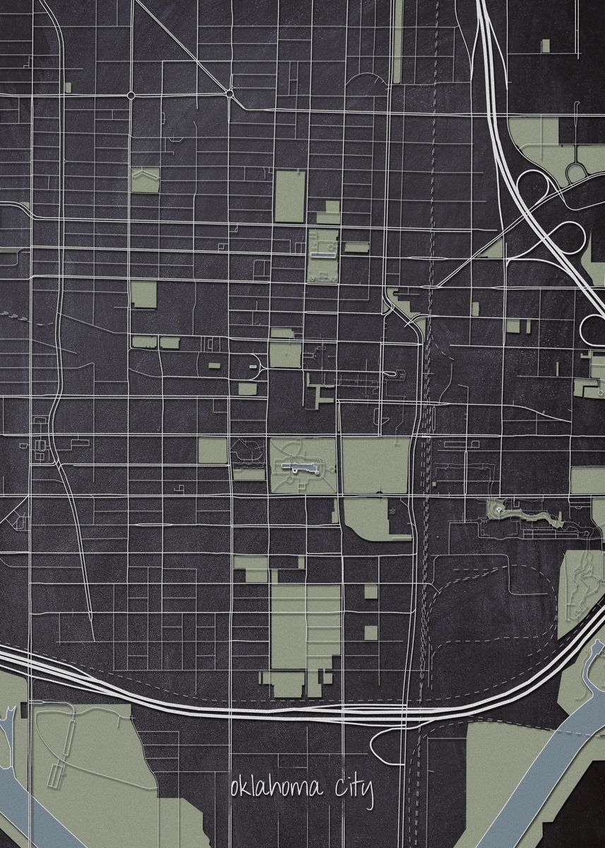 'Oklahoma City Downtown Map' Poster by MauriTz Design Displate