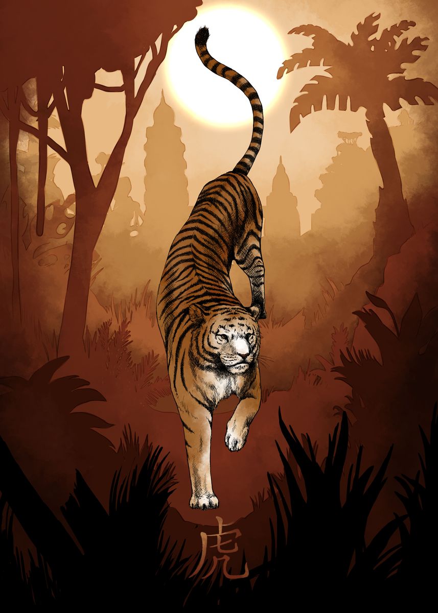 'Chinese Zodiac The Tiger' Poster, picture, metal print, paint by ...