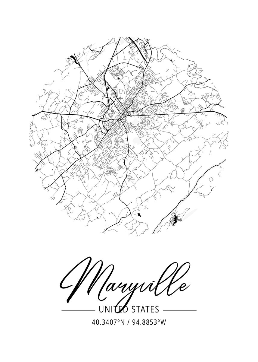 'Maryville Area City Map' Poster by Tien Stencil | Displate