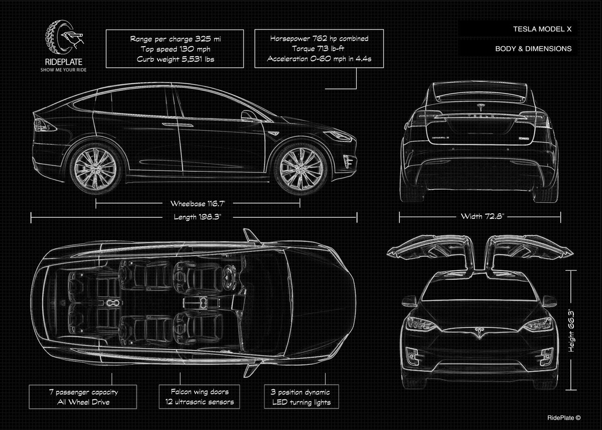 'Tesla Model X' Poster by Ride Plate Displate