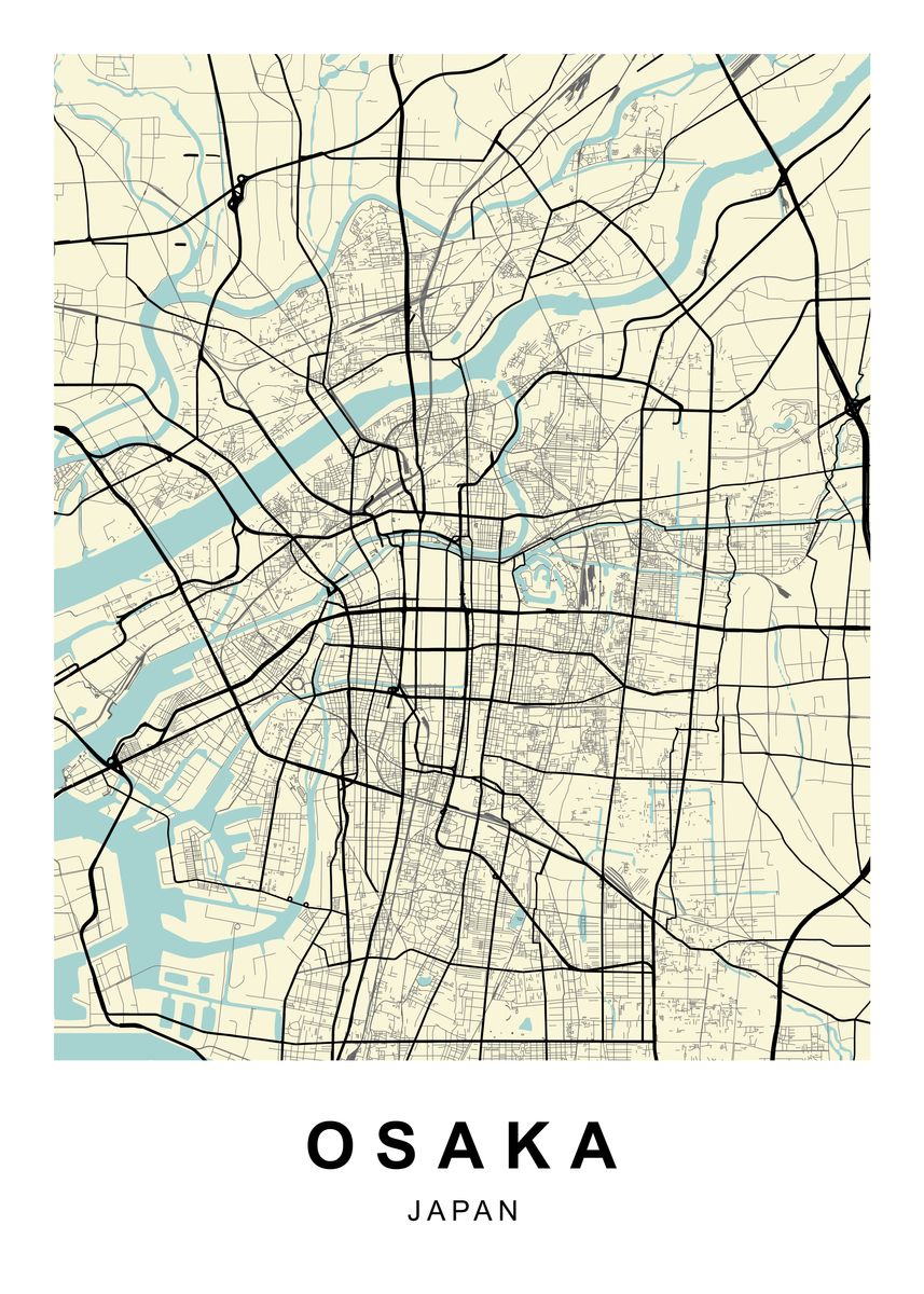 'Osaka Japan City Map ' Poster by Dany | Displate