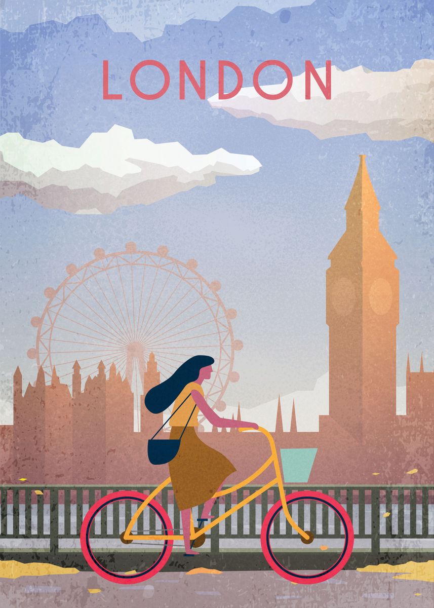 'London Vintage Poster' Poster, picture, metal print, paint by Kunyah ...