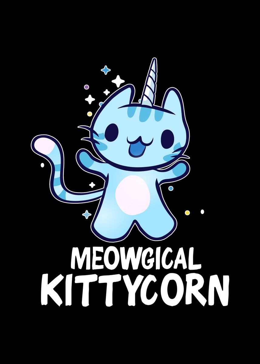 'Meowgical Kittycorn' Poster, picture, metal print, paint by Muhammed ...