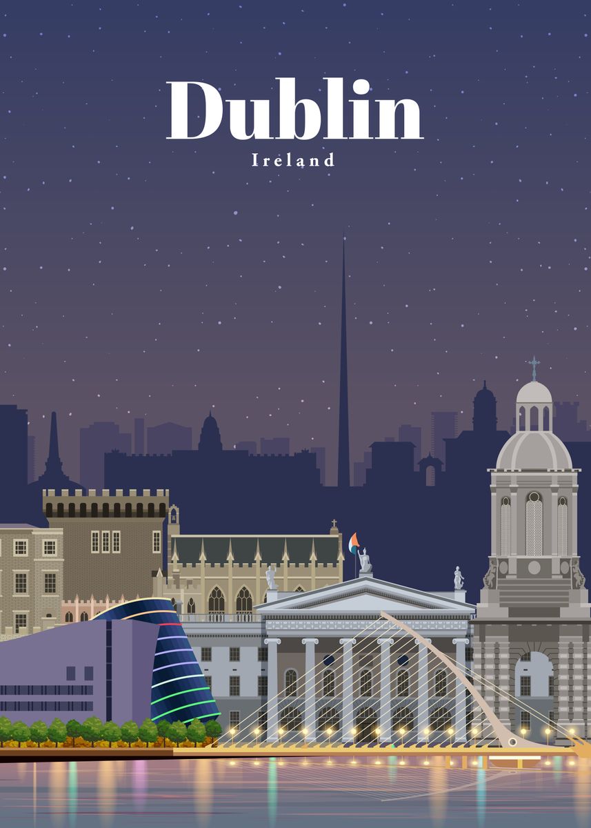 'Travel to Dublin' Poster, picture, metal print, paint by Studio 324