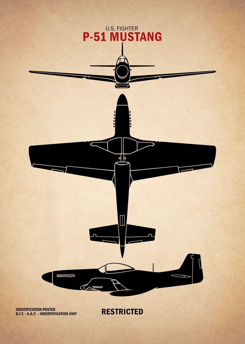 P51 Mustang Identification Poster By Roguedesign Displate