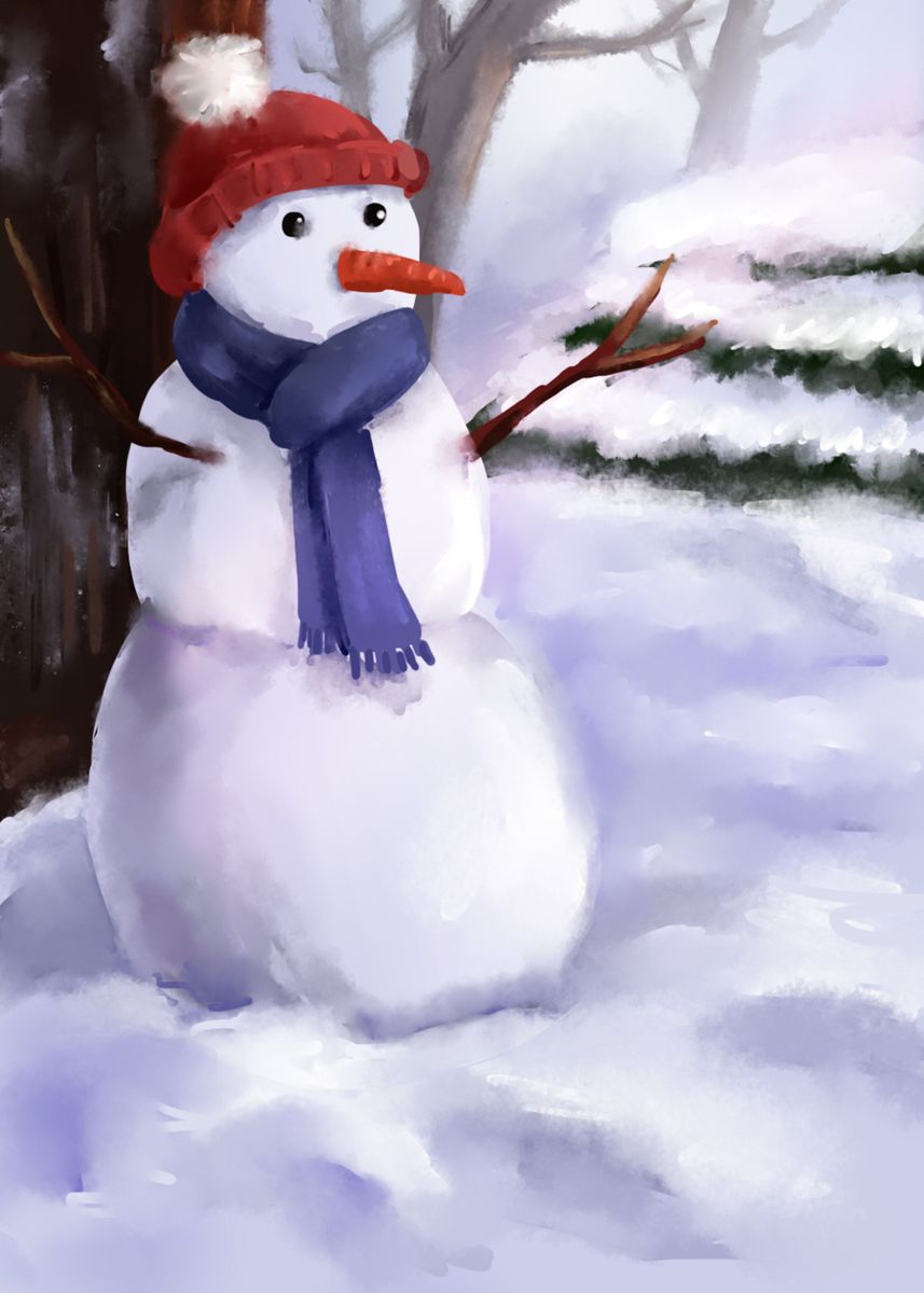 'Winter Snowman Christmas' Poster by Max Ronn | Displate