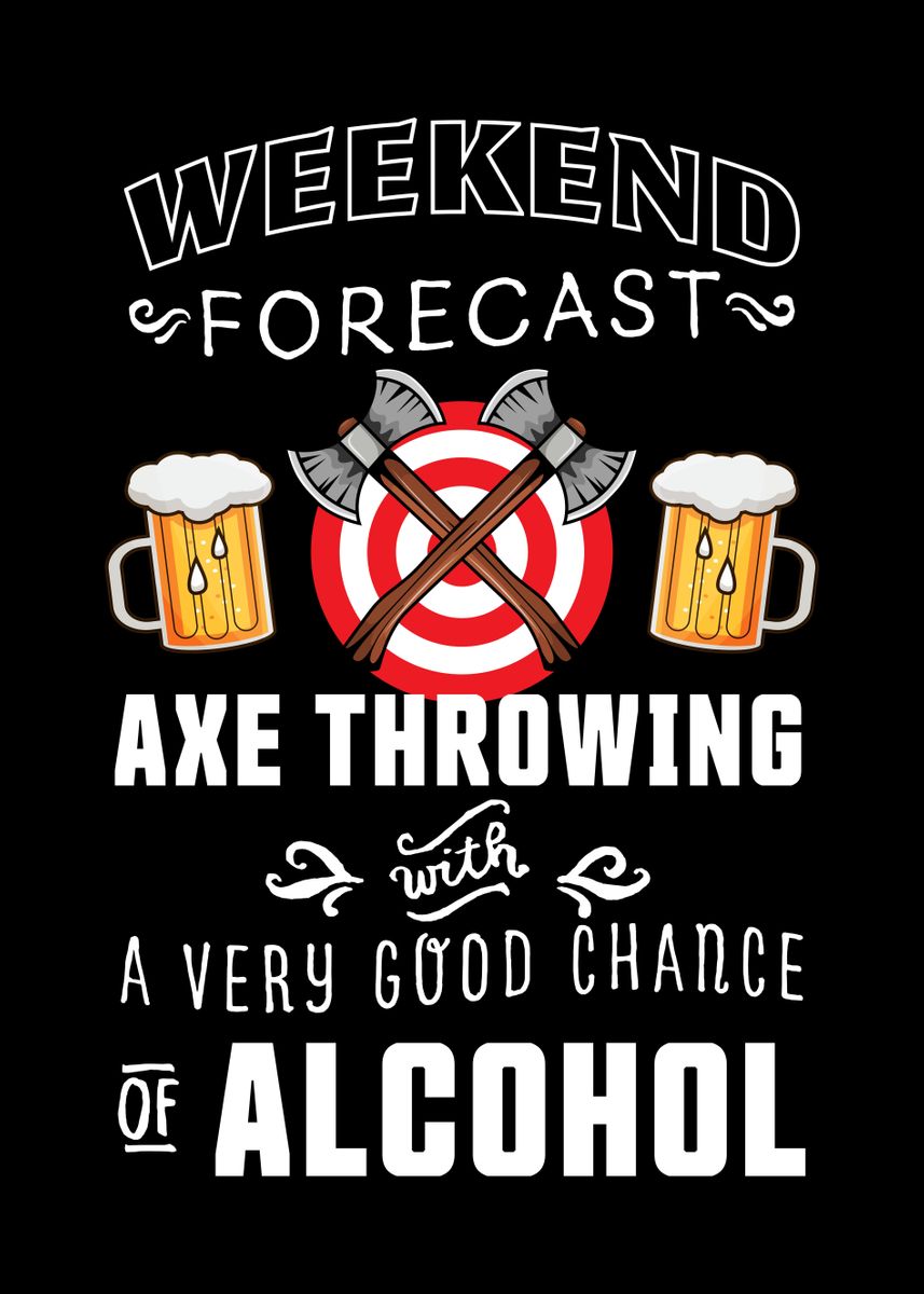 'Axe throwing and Beer Gift' Poster by Philip Anders Displate