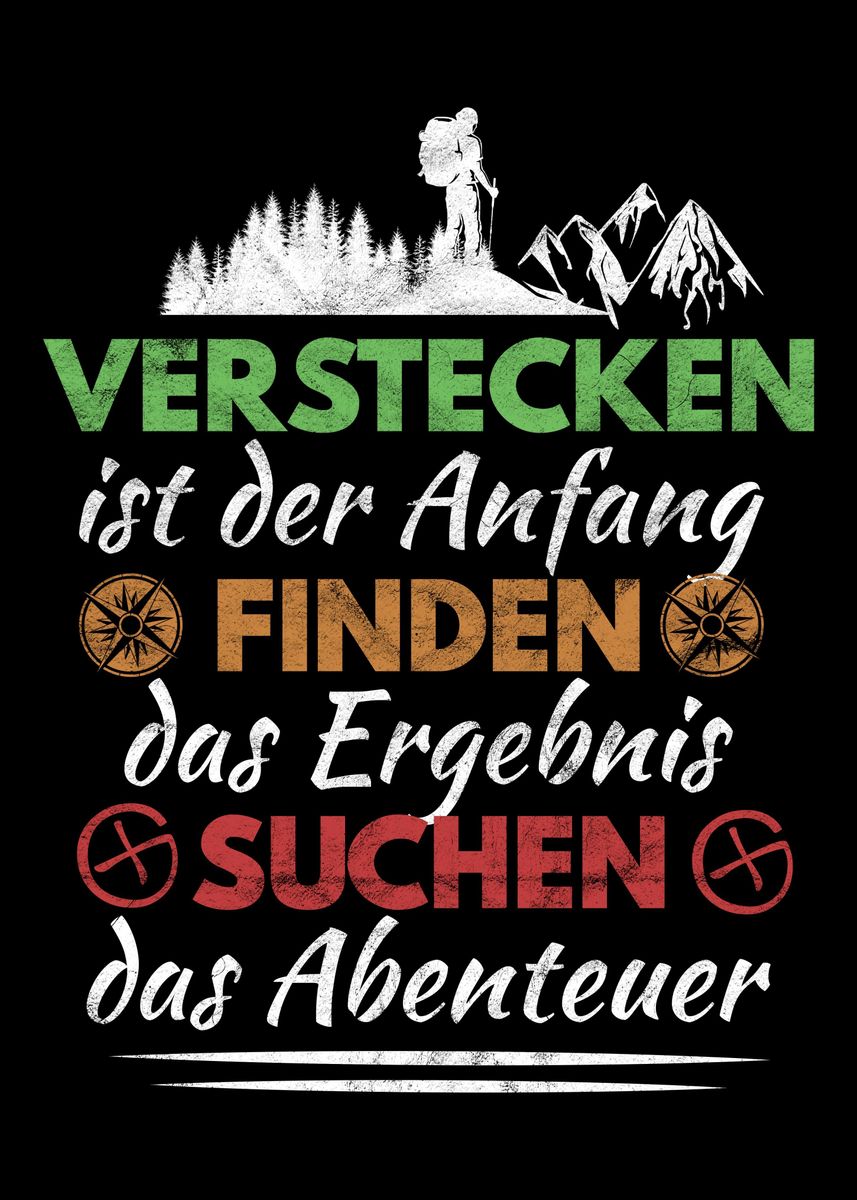 'Geocache GPS Spruch' Poster, picture, metal print, paint by dvdesign