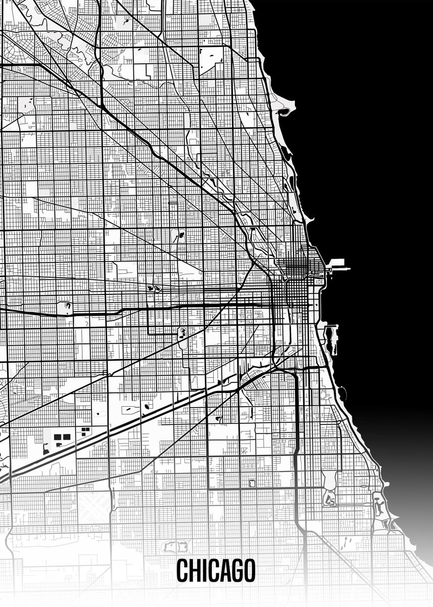 'Chicago map' Poster by Stefano Lunghi Displate
