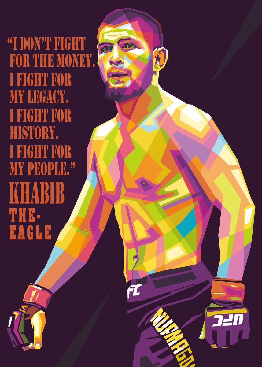 'Khabib Nurmagomedov Quotes' Poster, picture, metal print, paint by