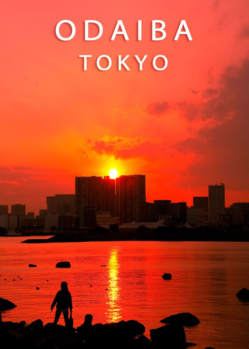 'Odaiba Sunset' Poster, picture, metal print, paint by Alfonso Capilla ...