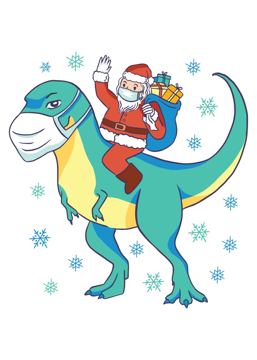 'SANTA DINOSAUR' Poster, picture, metal print, paint by ...