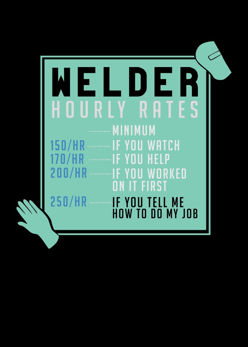 'Welder Hourly Rates' Poster, picture, metal print, paint by Shiva121