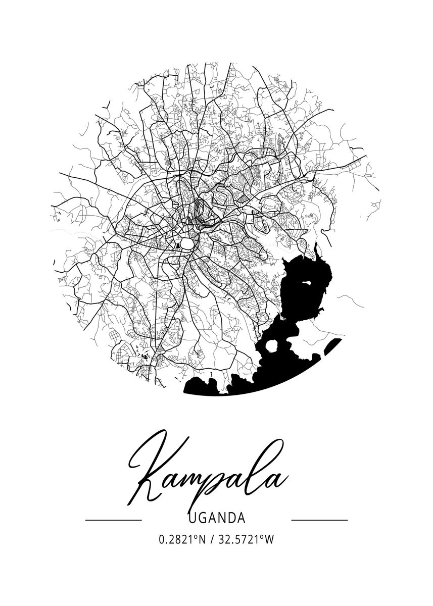 'Kampala Area City Map' Poster, picture, metal print, paint by Tien ...