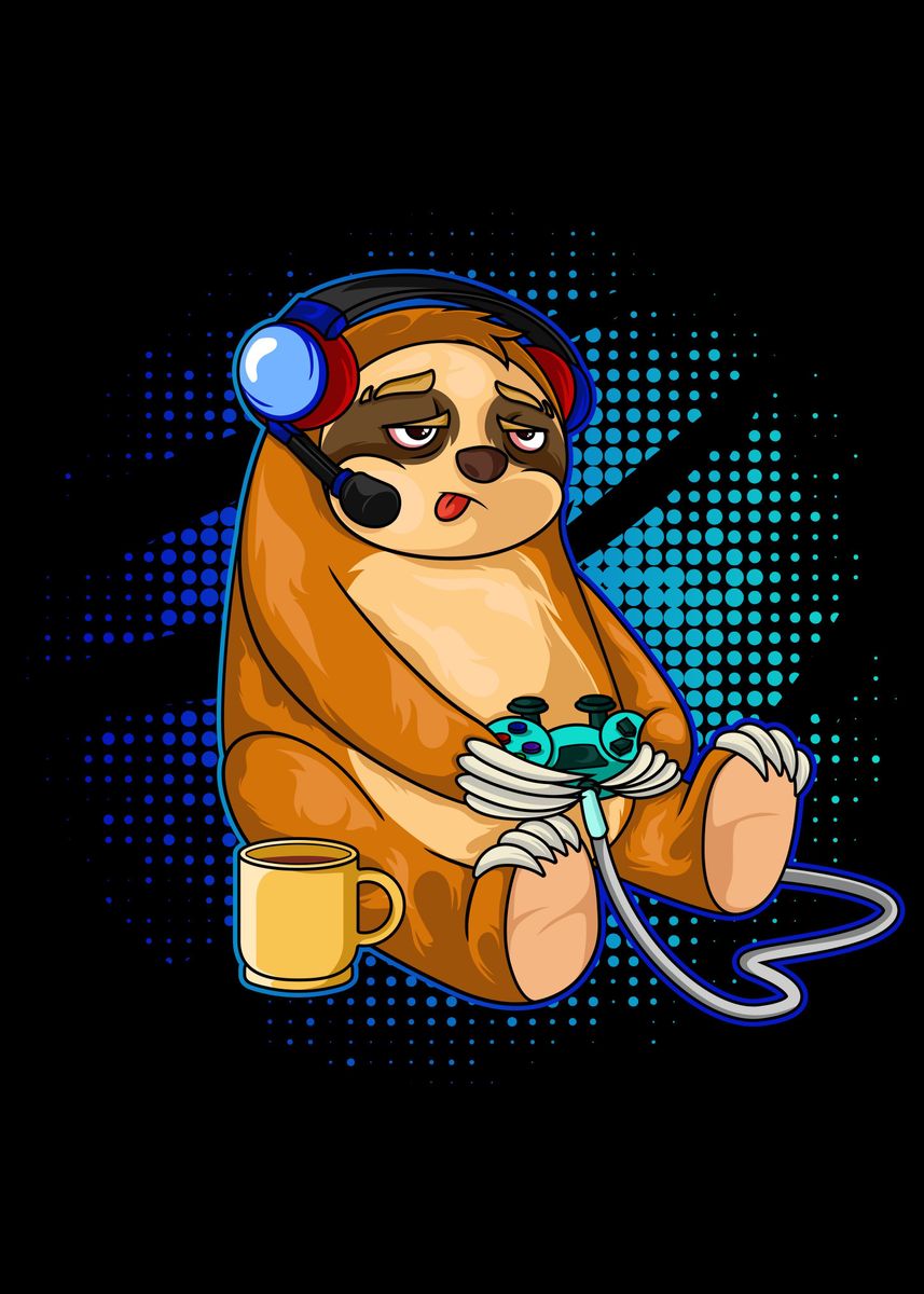 'Cute Sloth Lazy Gamer' Poster by Hectiko | Displate