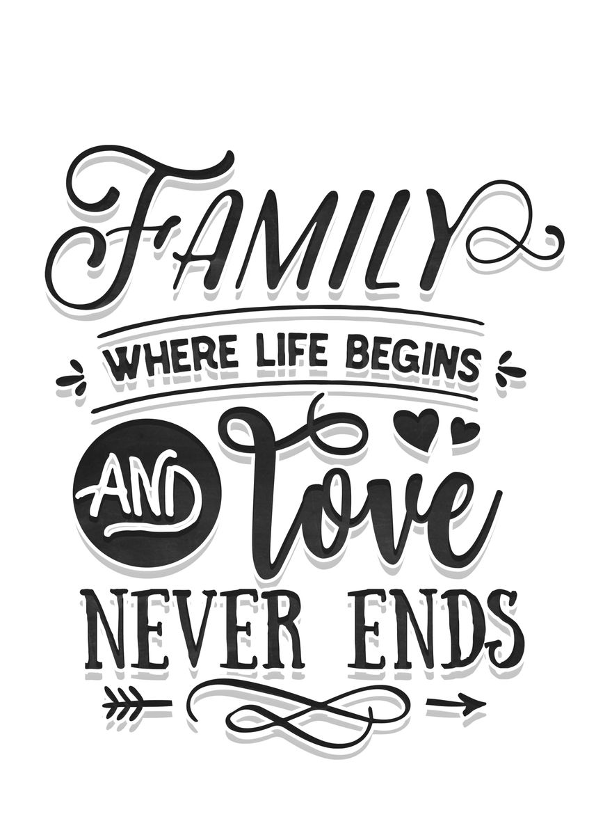 'Family where life begins' Poster, picture, metal print, paint by ...