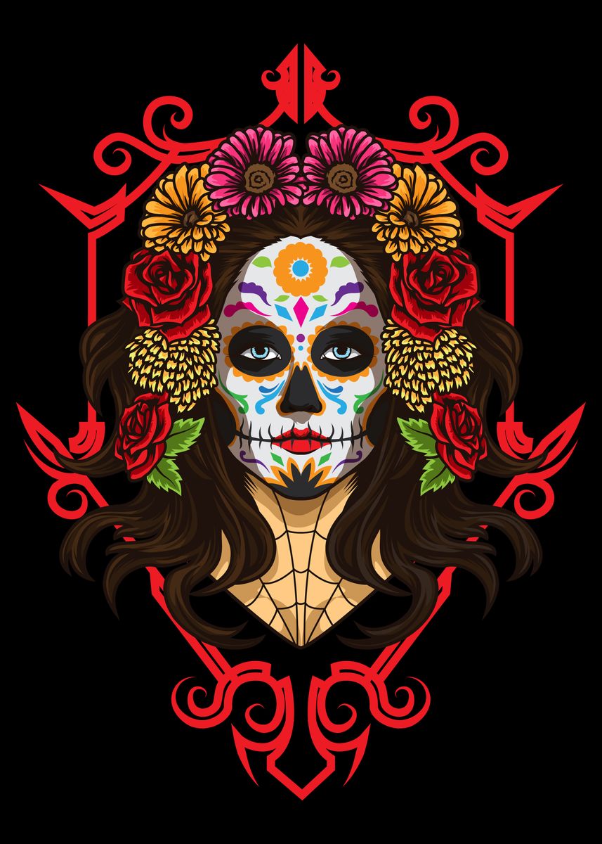 'Santa Muerte Catrina' Poster, picture, metal print, paint by Anziehend ...