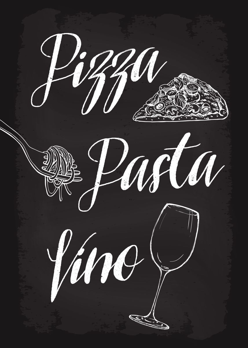 bende Architectuur makkelijk te gebruiken Pizza Pasta Vino Food' Poster by dkDesign | Displate