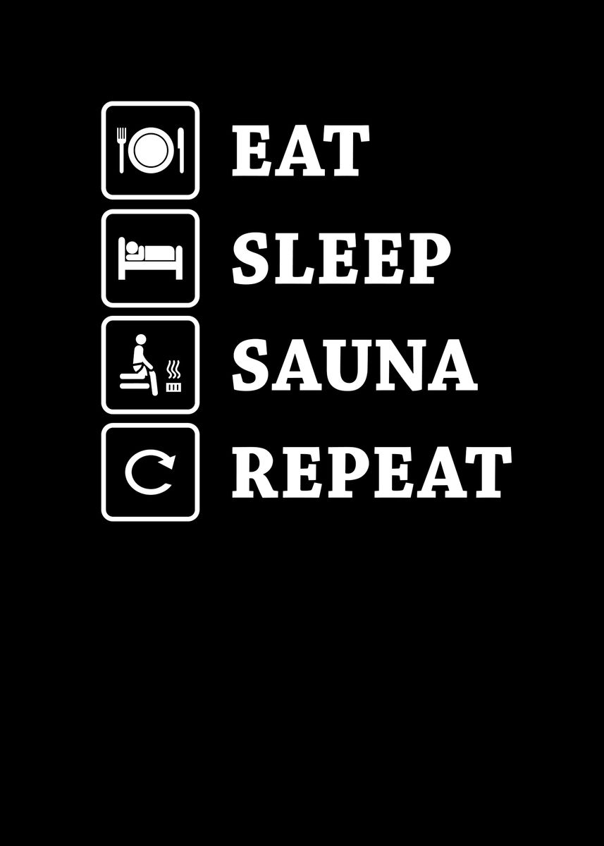 'Eat Sleep Sauna Repeat' Poster by bananadesign Displate