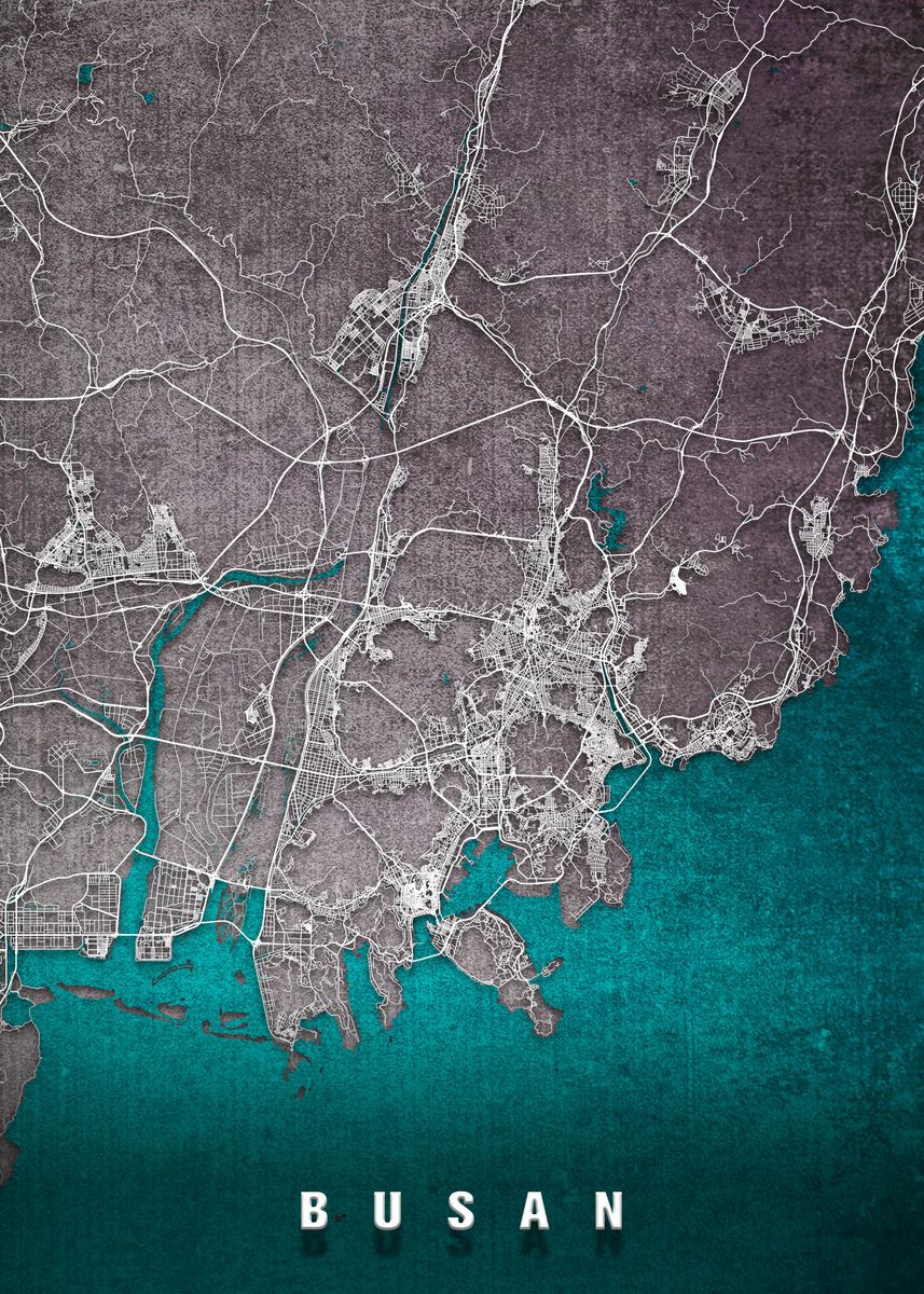‘Busan City Map’ Poster by Maksymilian Kulig | Displate