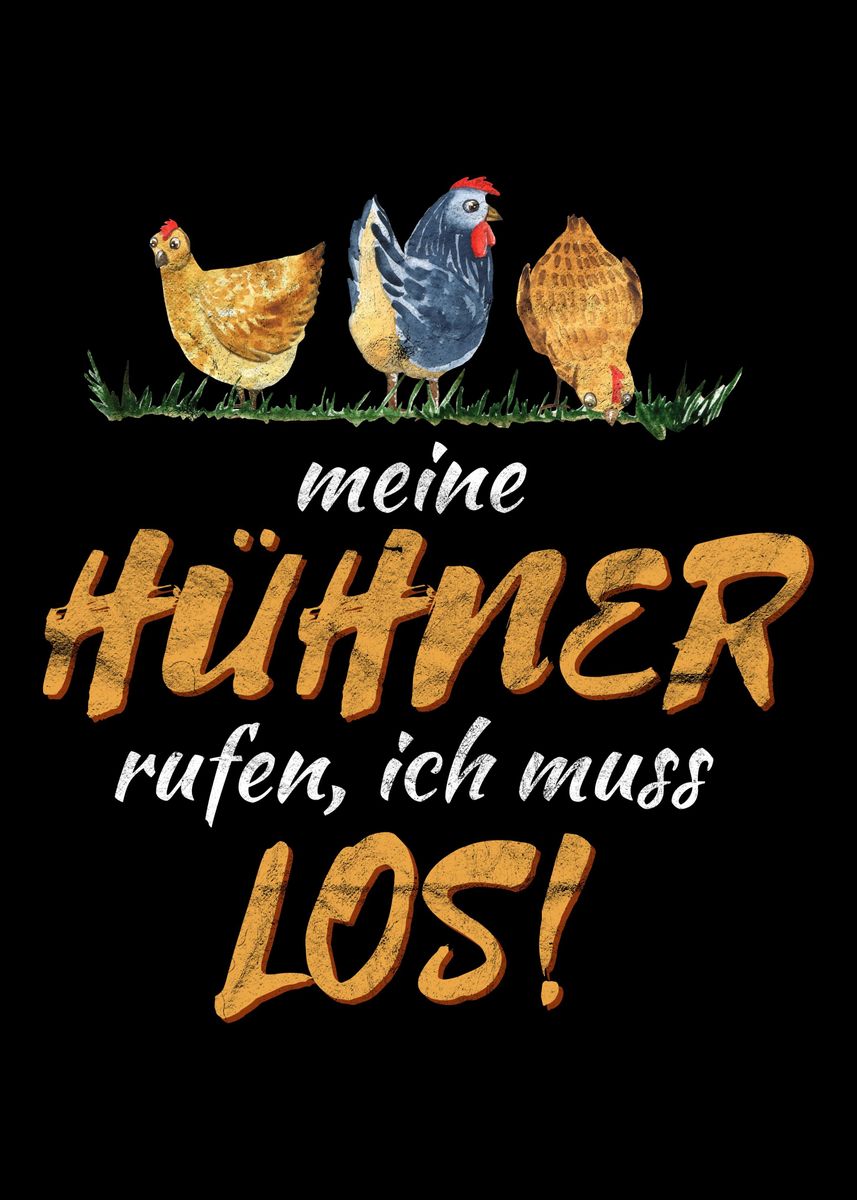 'Huehner Bauern Spruch' Poster, picture, metal print, paint by dvdesign