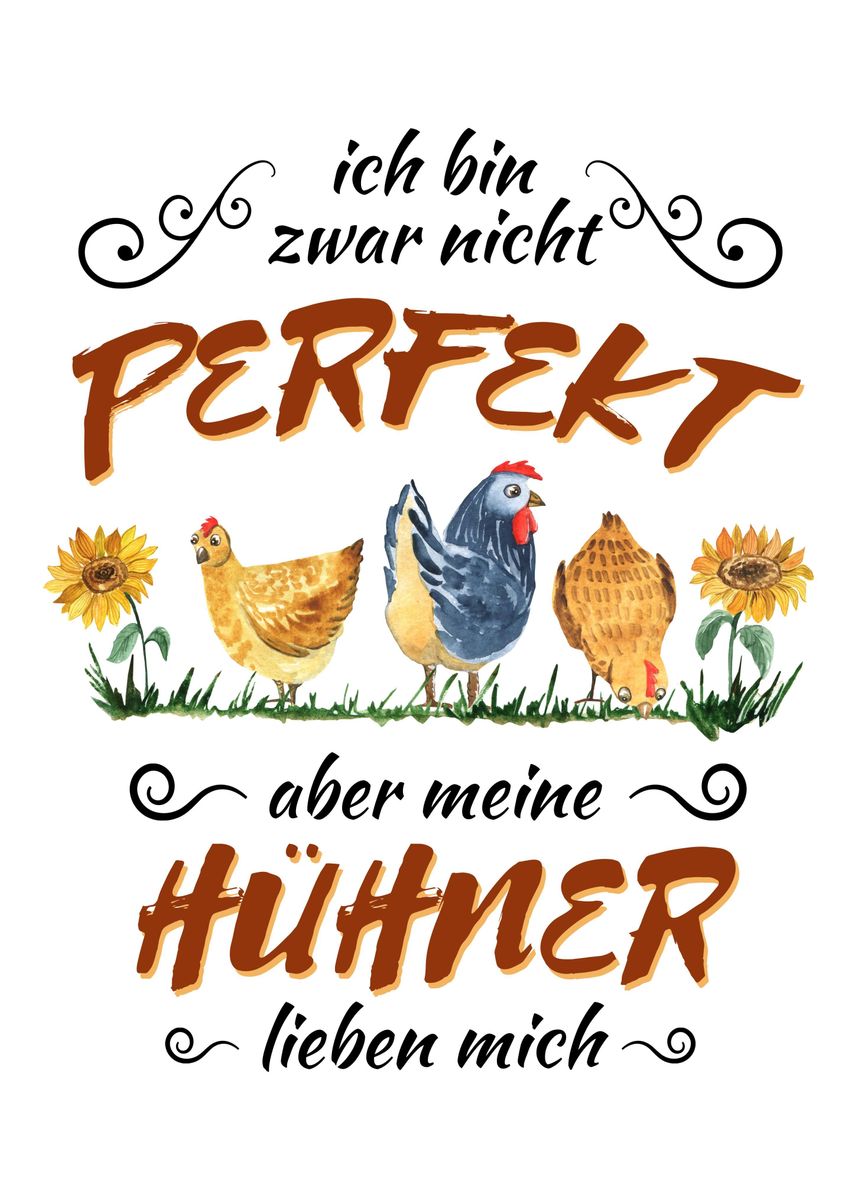'Spruch Huehnerhalter Huhn' Poster, picture, metal print, paint by