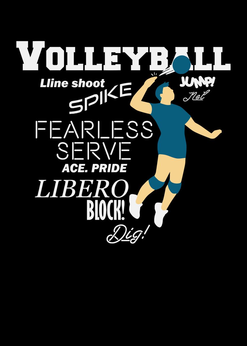 'Volleyball Words' Poster, picture, metal print, paint by Monster